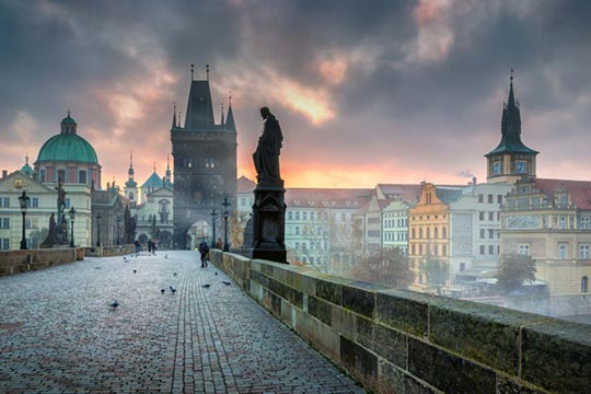 Foggy morning Charles Bridge